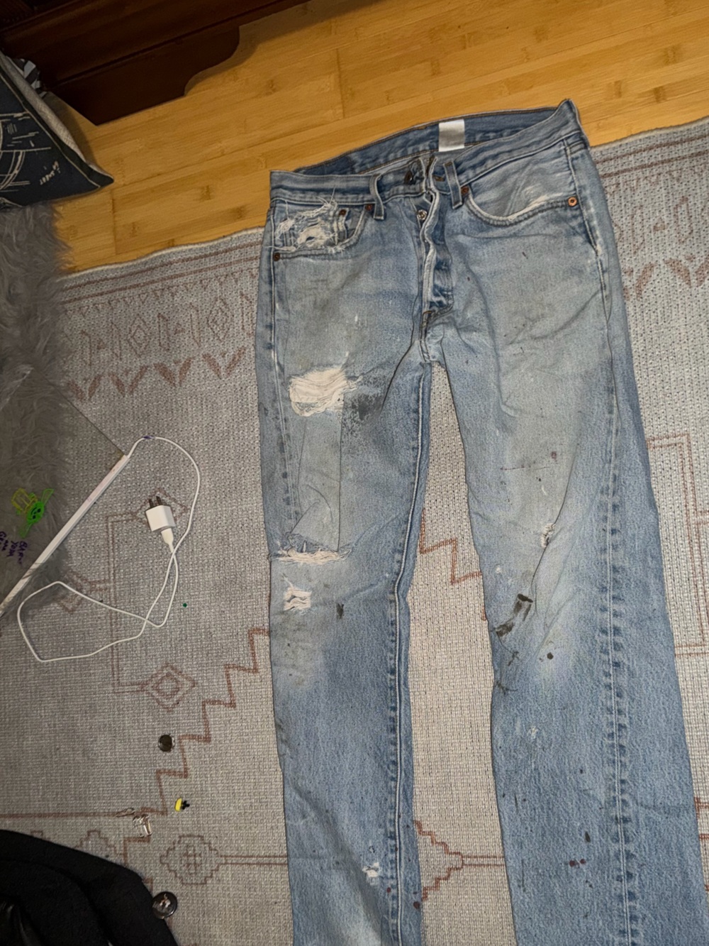 Levi's Light Blue Distressed Slim Straight Jeans